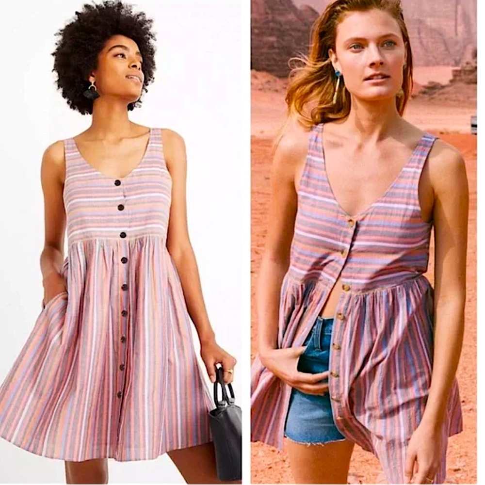 Madewell scoop neck pastel rainbow striped dress